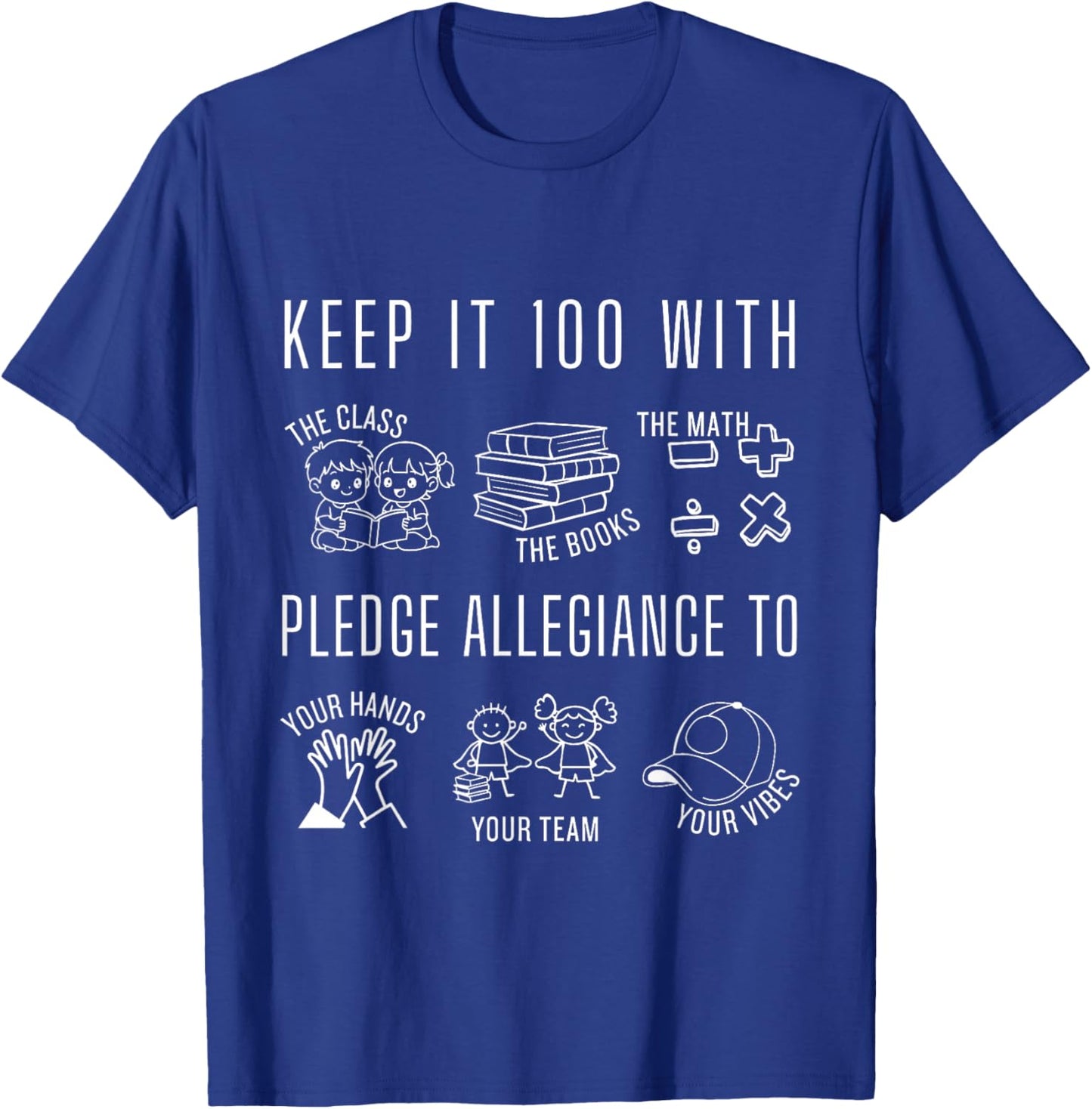 100 Days of School Matching 100 Keep It 100 Funny 100th Day T-Shirt - T-Shirt | Royal