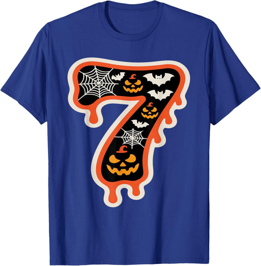 Spooky Pumpkin Number 7 Outfit for Halloween T-Shirt - T-Shirt | Royal