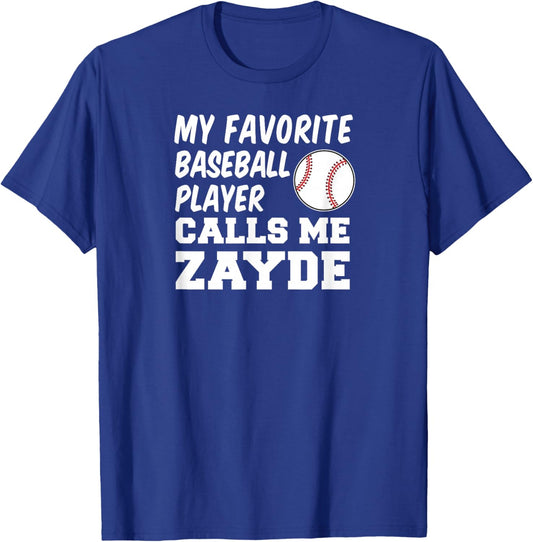 My Favorite Baseball Player Calls Me Zayde Jewish Grandpa T-Shirt - T-Shirt | Royal