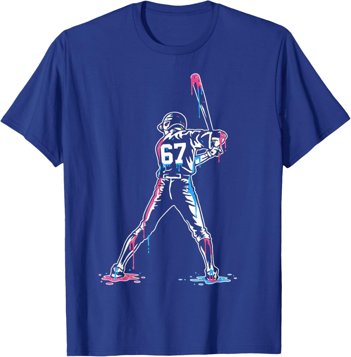 Baseball Ice Cream Drip 67 Boys and Girls Batter Game Day T-Shirt - T-Shirt | Royal