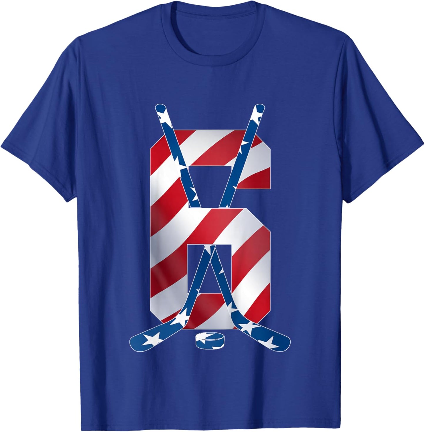 Number 6 Years ICE Hockey 6TH Birthday T-Shirt - T-Shirt | Royal