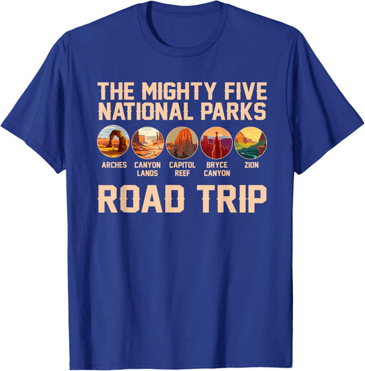 The Mighty Five National Parks Trip 2026 Camping Hiking T-Shirt - T-Shirt | Royal