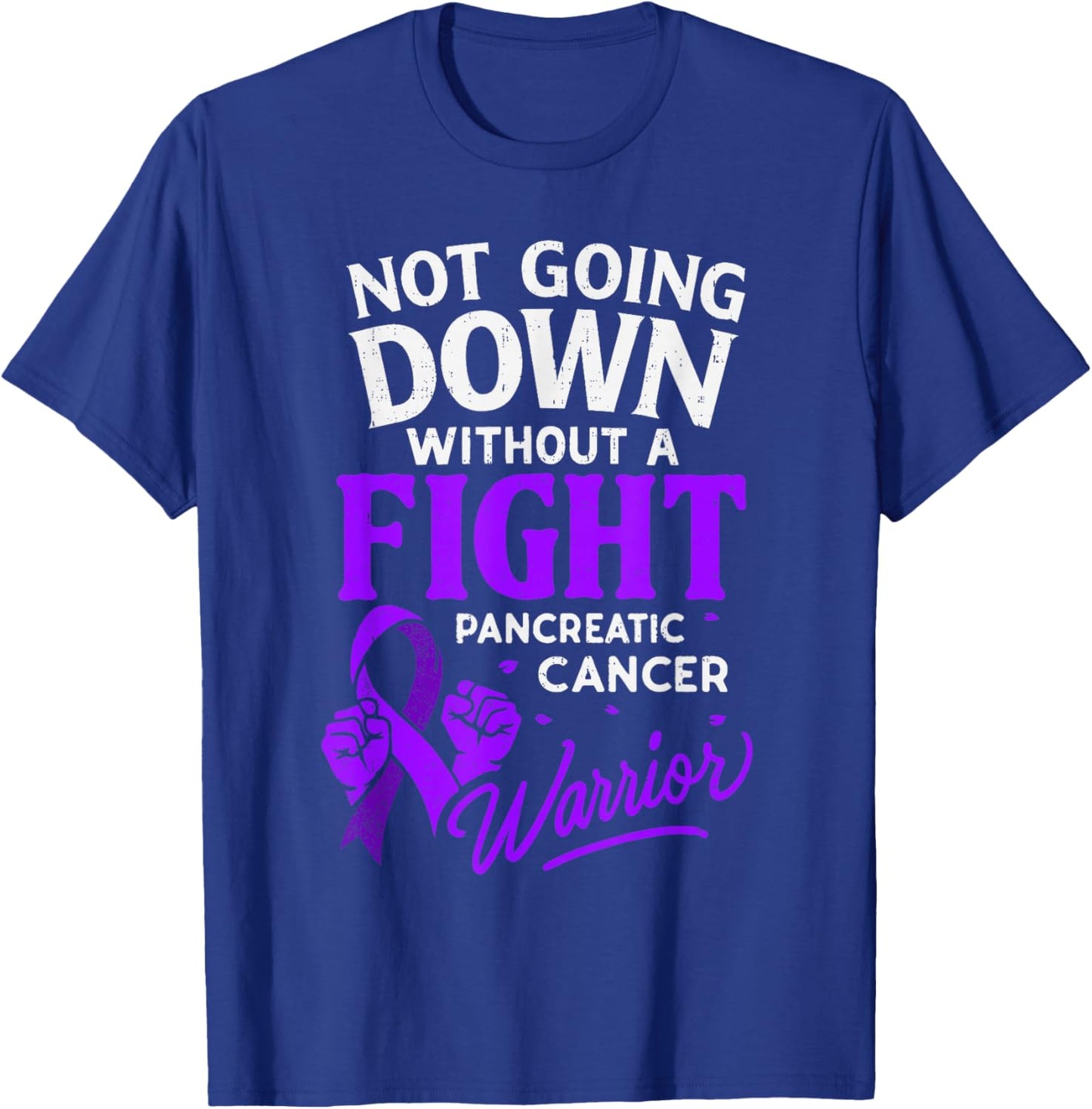 Pancreatic Cancer Warrior Awareness Ribbon Purple Survivor T-Shirt - T-Shirt | Royal