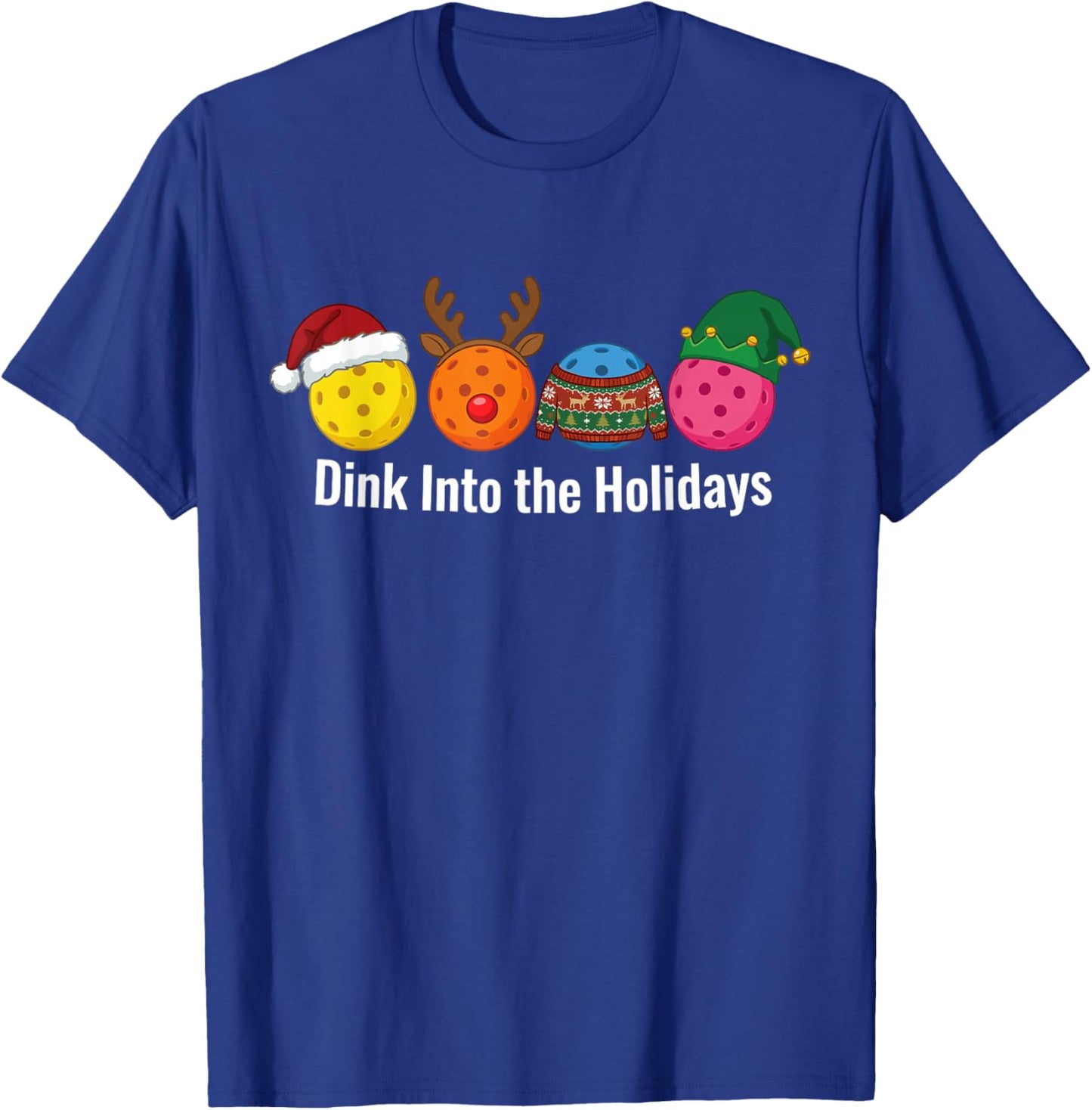 Christmas Pickleball Santa Reindeer Elf Ugly Xmas Sweater T-Shirt - T-Shirt | Royal