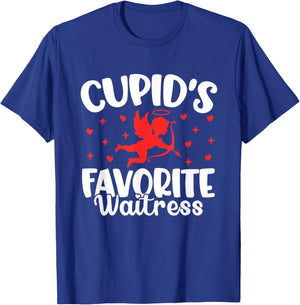 Cupid's Favorite Waitress Valentine’s Day Funny Server T-Shirt - T-Shirt | Royal