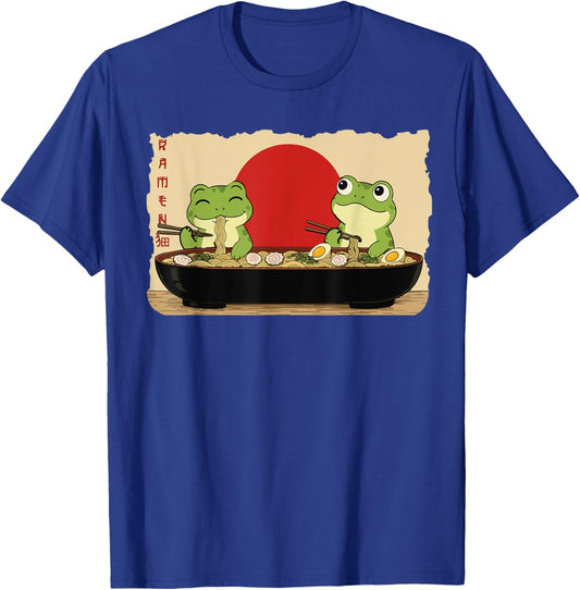 Anime Frog Ramen Japanese Funny Frog Graphic Anime T-Shirt - T-Shirt | Royal