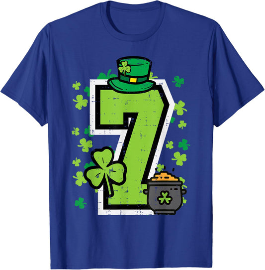 Number 7 St Patricks Day 6 7 Meme Matching Kids Boys Youth T-Shirt - T-Shirt | Royal