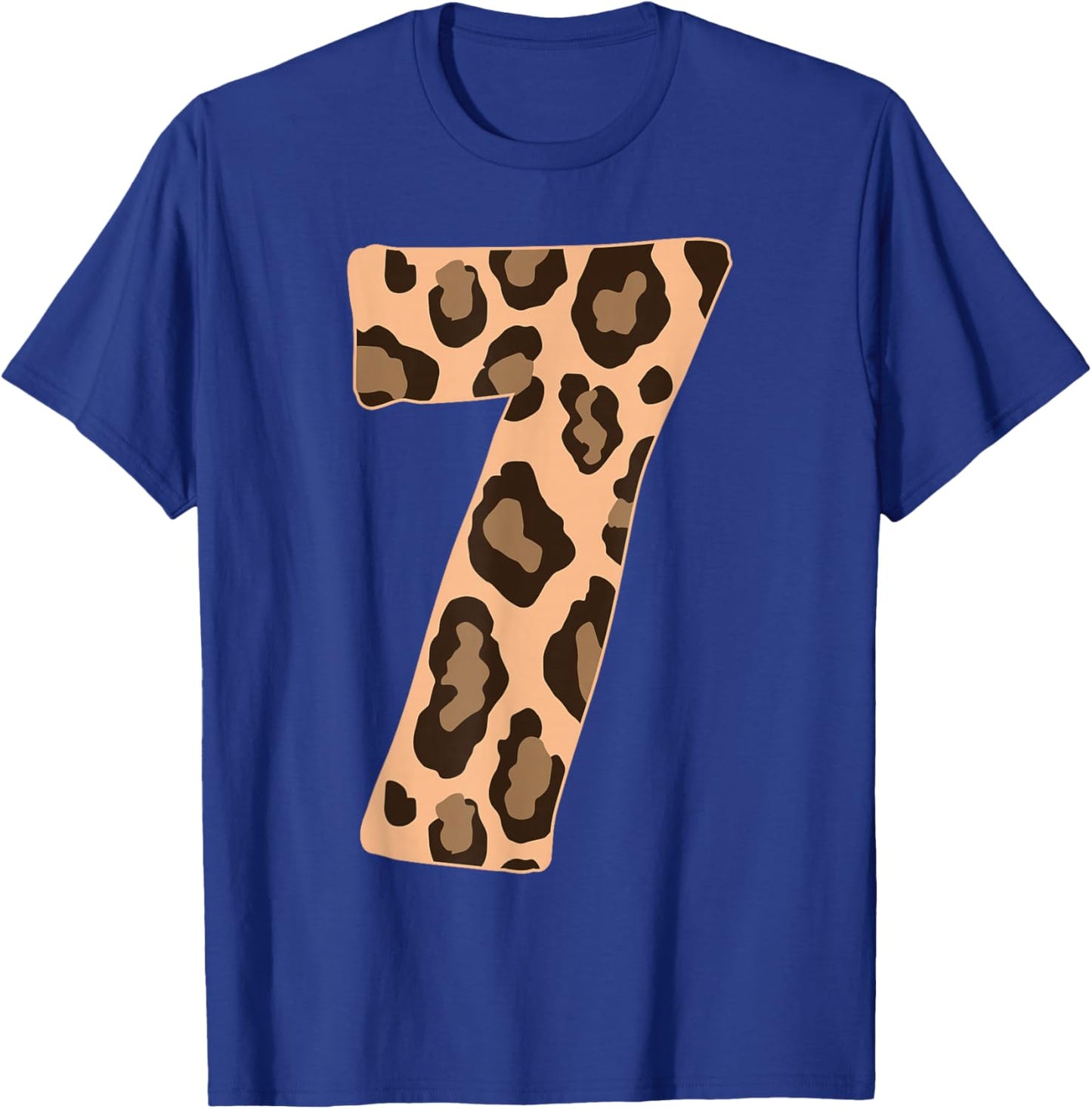 Cheetah Kids 7 Year Old Girl Cheetah Print 7th Birthday T-Shirt - T-Shirt | Royal
