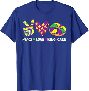 Peace Love King Cake Mardi Gras Carnival Women Girl Kids T-Shirt - T-Shirt | Royal
