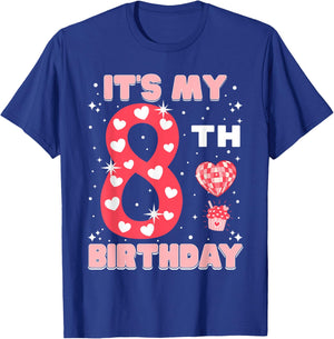It's My 8th Birthday Valentine's Day 8 Years Old Girls Boys T-Shirt - T-Shirt | Royal