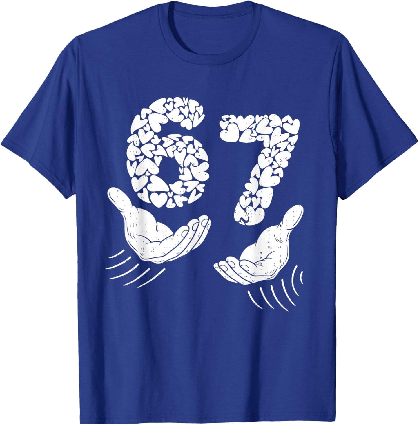 Valentines Day Six Seven 6 7 Meme Hand Heart 67 Men Boy Kids T-Shirt - T-Shirt | Royal