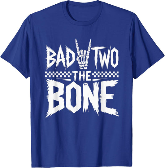 Bad Two The Bone Birthday 2 Years Old Kids Bday Party T-Shirt - T-Shirt | Royal