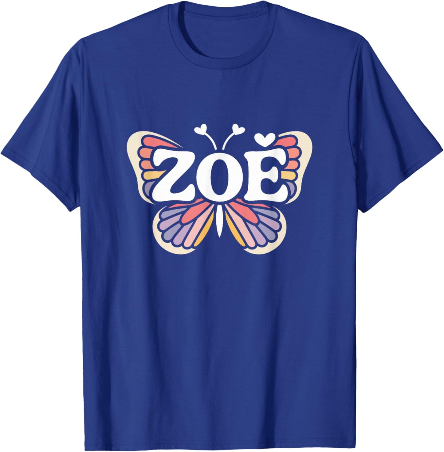 Zoe Butterfly - Personalized Cute Name Word Art T-Shirt - T-Shirt | Royal