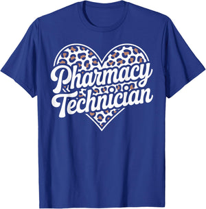 Certified Pharmacy Technician Leopard Heart T-Shirt - T-Shirt | Royal