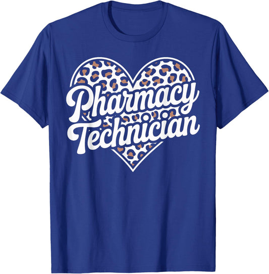 Certified Pharmacy Technician Leopard Heart T-Shirt - T-Shirt | Royal