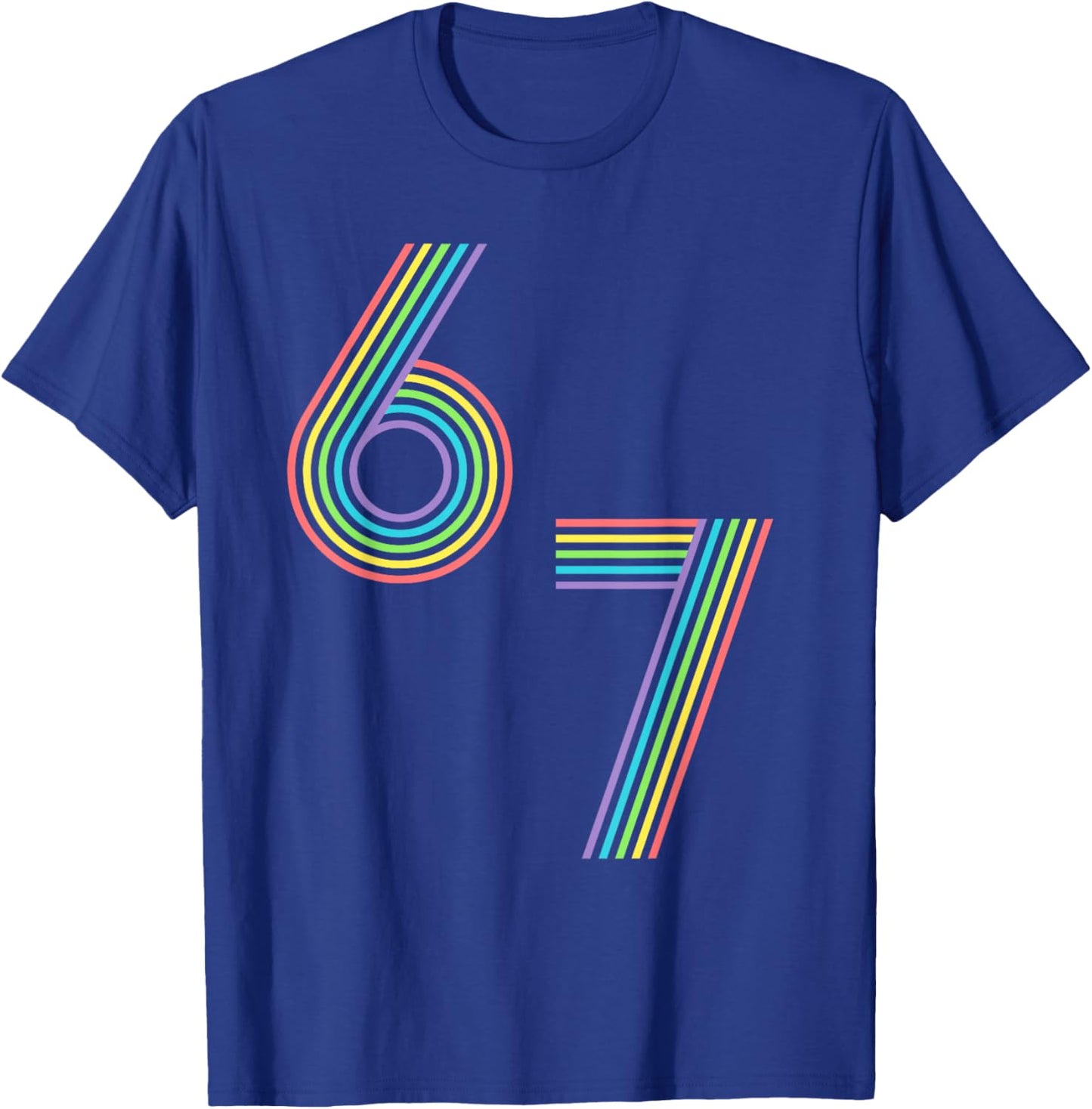 Funny Six Seven 6 7 Meme Rainbow Stripes Graphic T-Shirt - T-Shirt | Royal