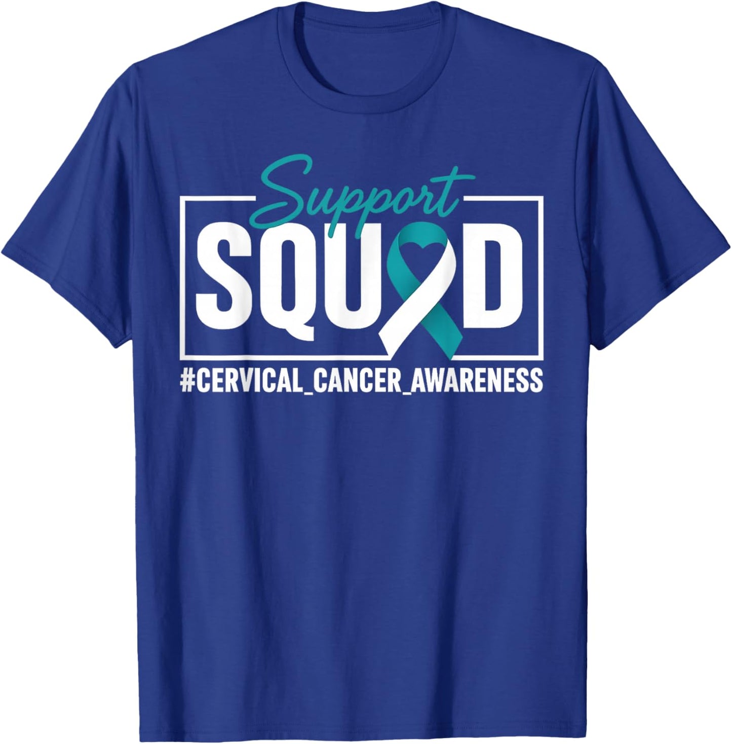 Cervical Cancer Awareness Support Squad Ribbon T-Shirt - T-Shirt | Royal