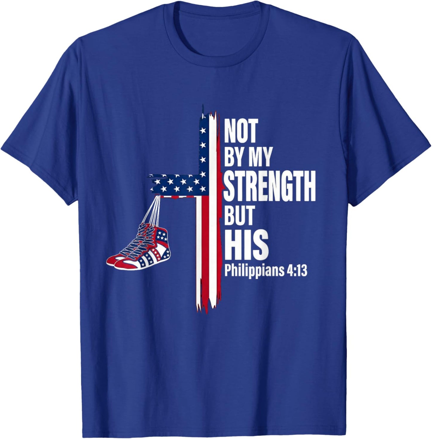 Christian Wrestler Wrestling Religious Patriotic USA Men T-Shirt - T-Shirt | Royal