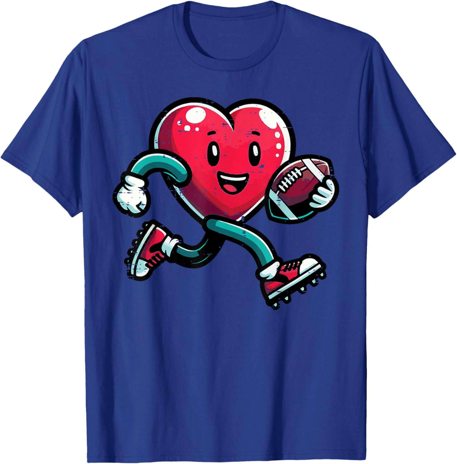 Valentines Day Heart Football Funny Men Boys Kids Teens T-Shirt - T-Shirt | Royal