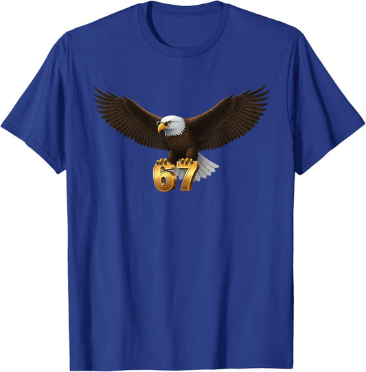 67 Fall Six Seven Meme Cool Eagle Gen Alpha Slang T-Shirt - T-Shirt | Royal