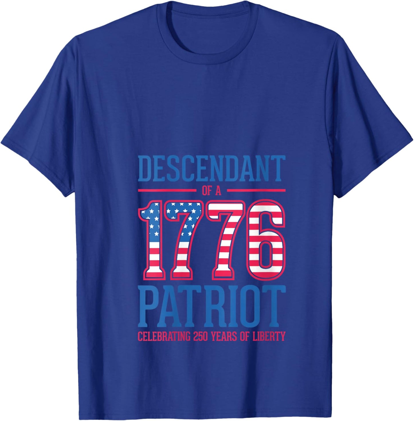 Women's Descendant of A Patriot, American Flag, 4th of July V-Neck T-Shirt - T-Shirt | Royal