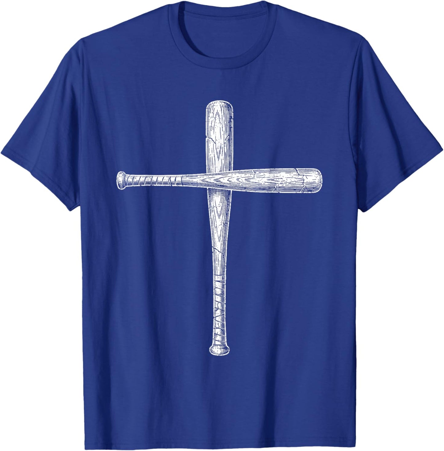 Cross Subtle Minimalist Christian Baseball Bats Faith Sports T-Shirt - T-Shirt | Royal
