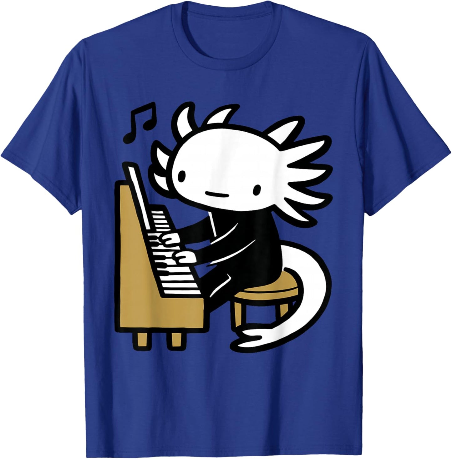 Axolotl Piano Player Cartoon Graphic T-Shirt - T-Shirt | Royal