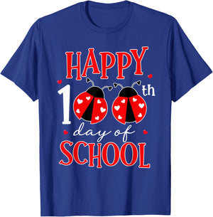 Happy 100th Day of School Ladybug Shirt 100 Days Smarter T-Shirt - T-Shirt | Royal