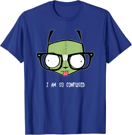 Invader Zim Gir I Am So Confused Hipster Glasses T-Shirt - T-Shirt | Royal