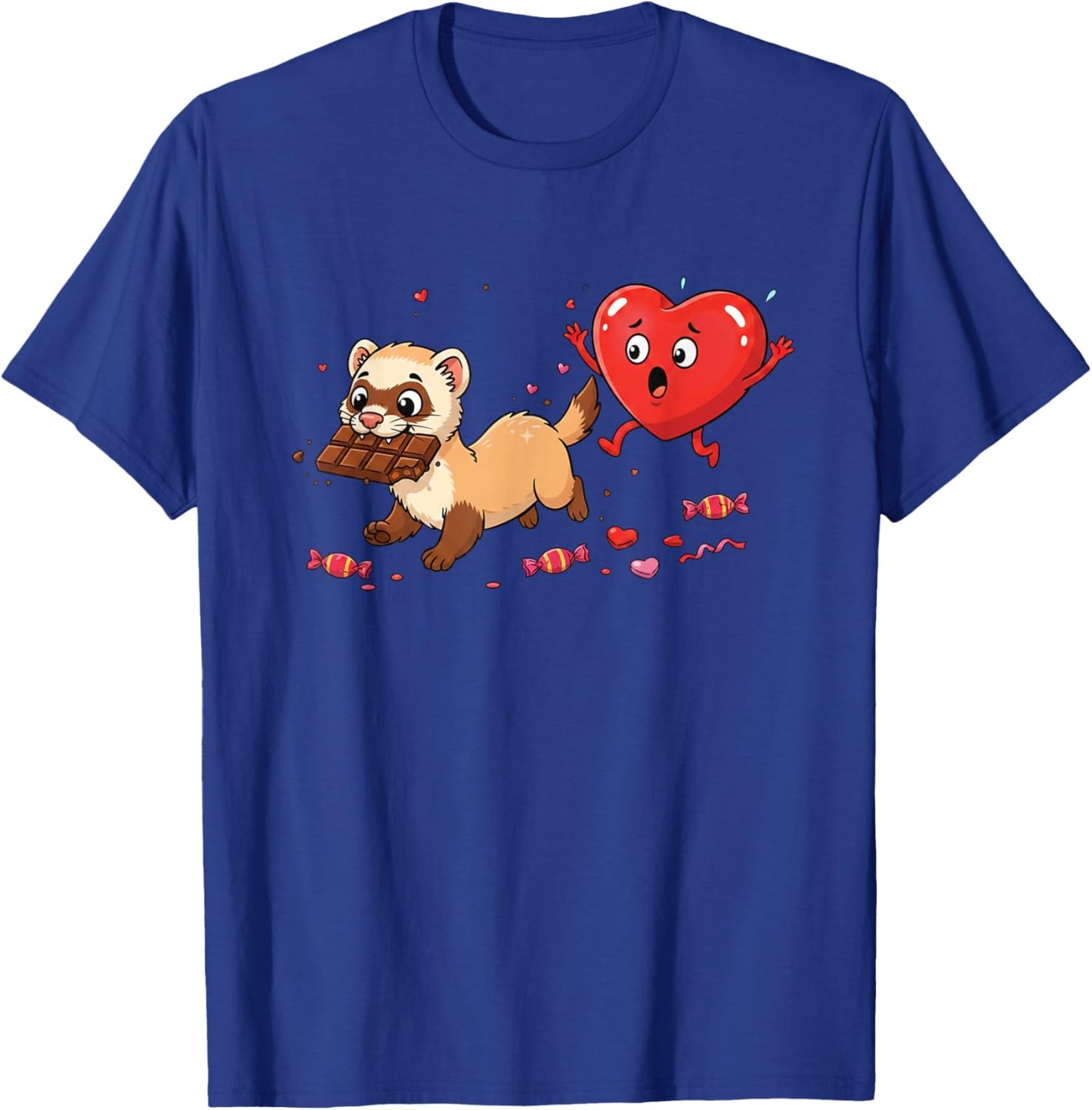 Funny Ferret Heart Chocolate Valentine Kids T-Shirt - T-Shirt | Royal