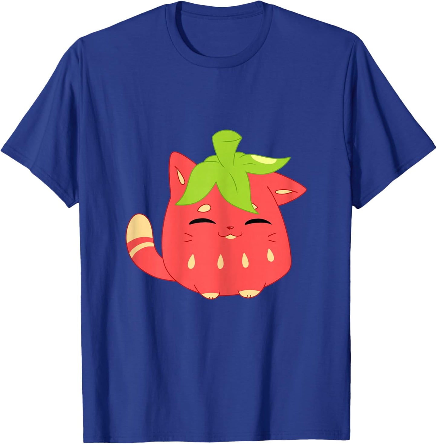 Cute Funny Sweet Cartoon Strawberry Shaped Smiling Cat T-Shirt - T-Shirt | Royal