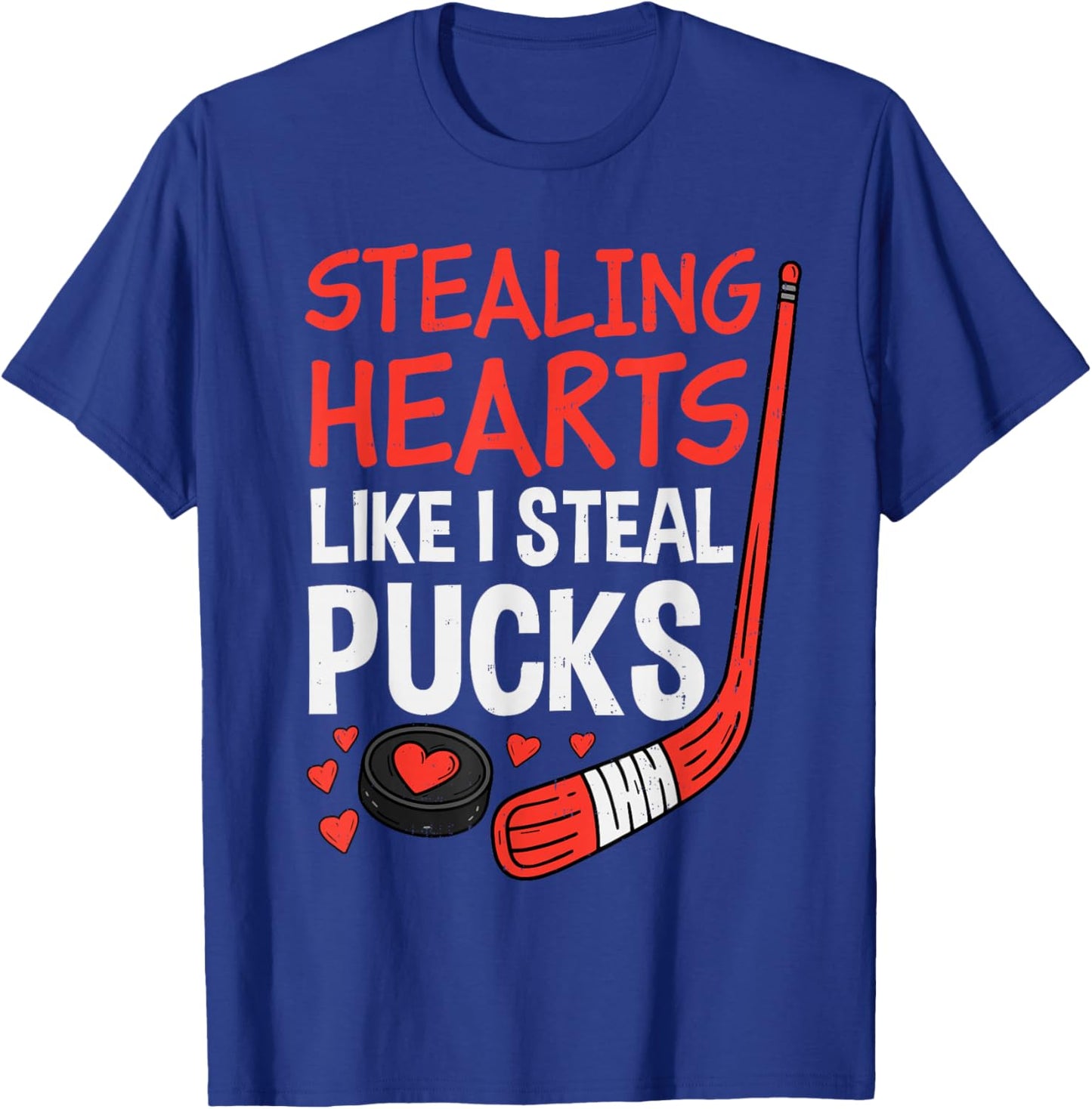 Stealing Hearts Stealing Pucks Hockey Valentines Day Men Boy T-Shirt - T-Shirt | Royal