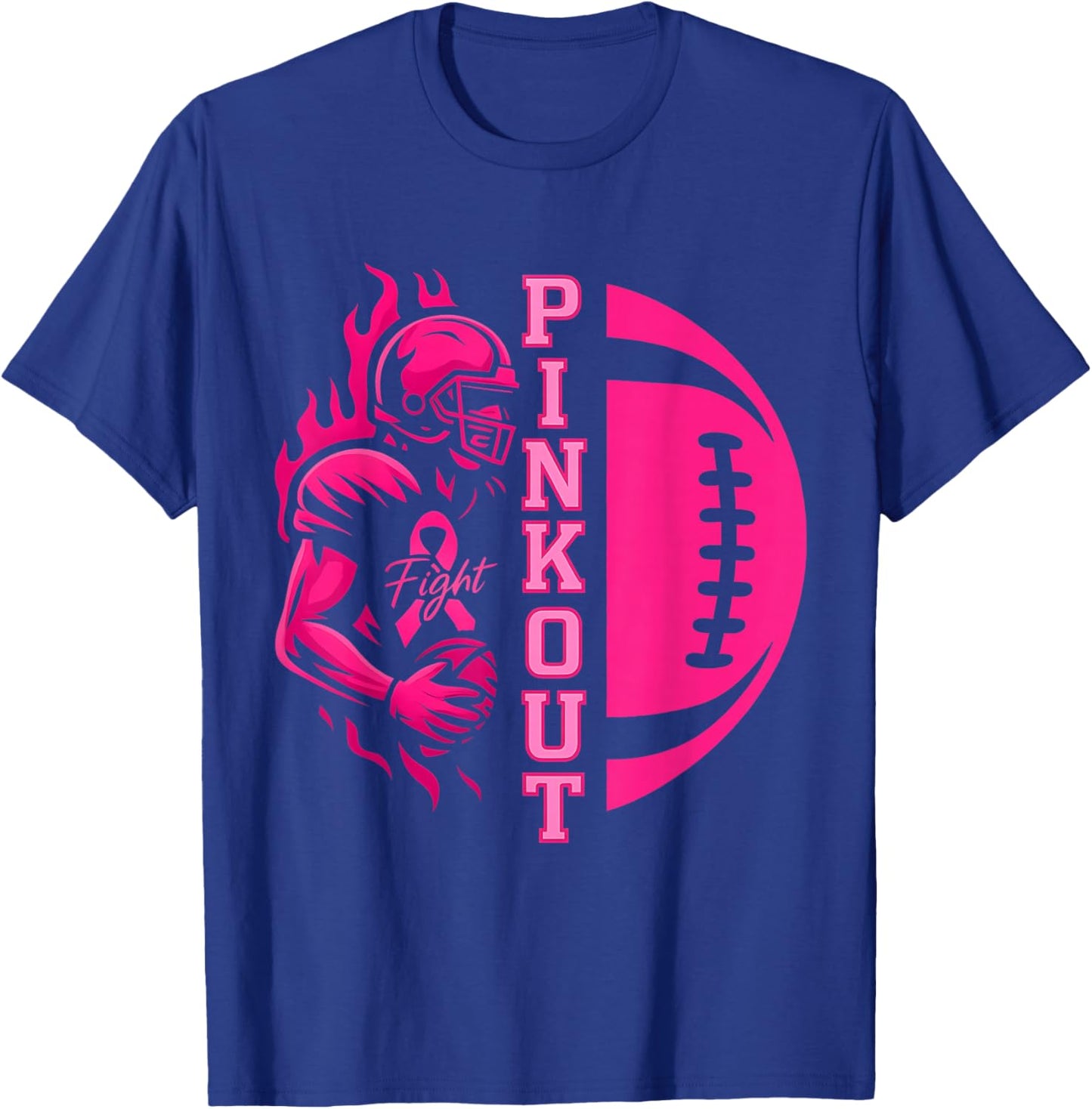 Pink Out Tackle Football Breast Cancer Awareness Men Boys T-Shirt - T-Shirt | Royal