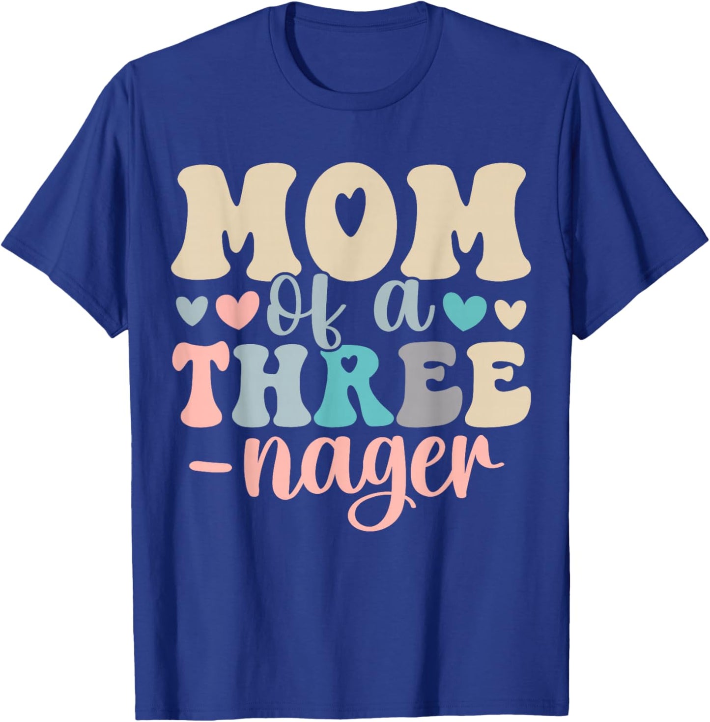 Mom of A Threenager 3rd Birthday Matching Family Boho T-Shirt - T-Shirt | Royal