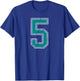 Teal and White Number 5 Jersey Player Uniform #5 Fan T-Shirt - T-Shirt | Royal