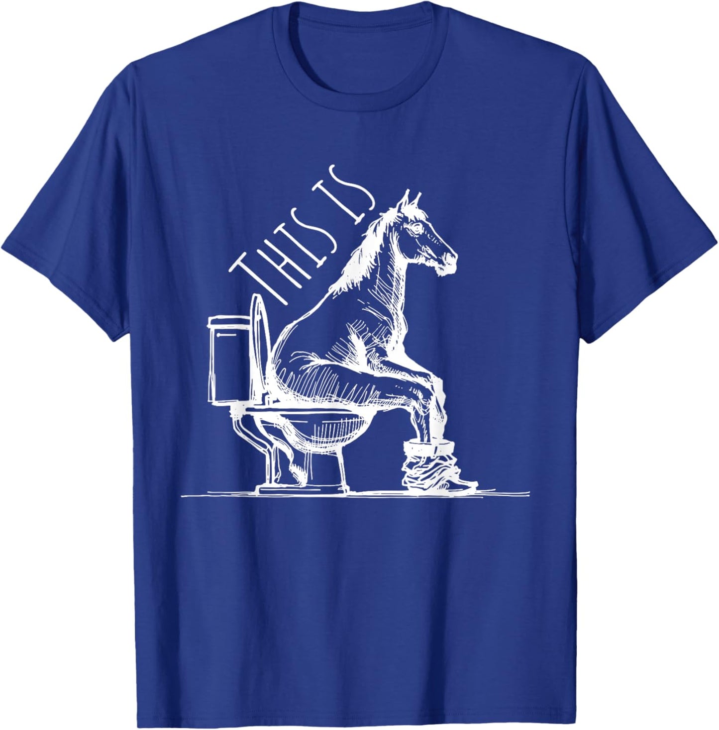 Funny Horse on Toilet Joke Minimal Equestrian Farm T-Shirt - T-Shirt | Royal