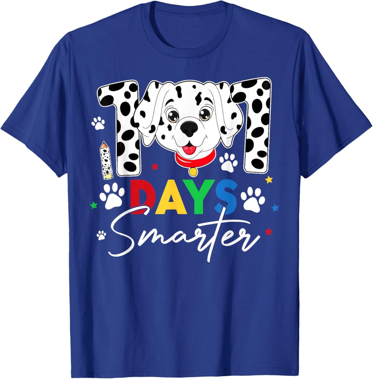 100 Days of School Smarter Dalmatian Dog Teachers Boys Kids T-Shirt - T-Shirt | Royal