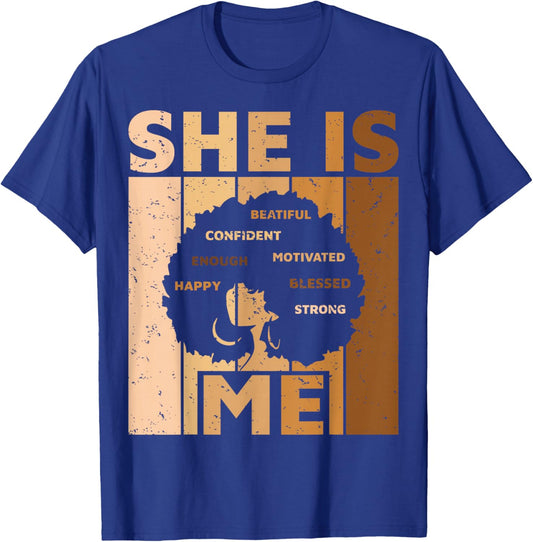 Melanin Black Queen She is Me African American Women Girl T-Shirt - T-Shirt | Royal