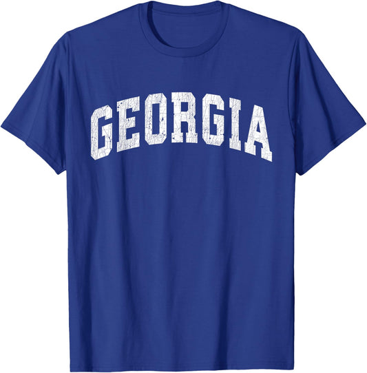Georgia GA Vintage Athletic Sports Design Red Text T-Shirt - T-Shirt | Royal