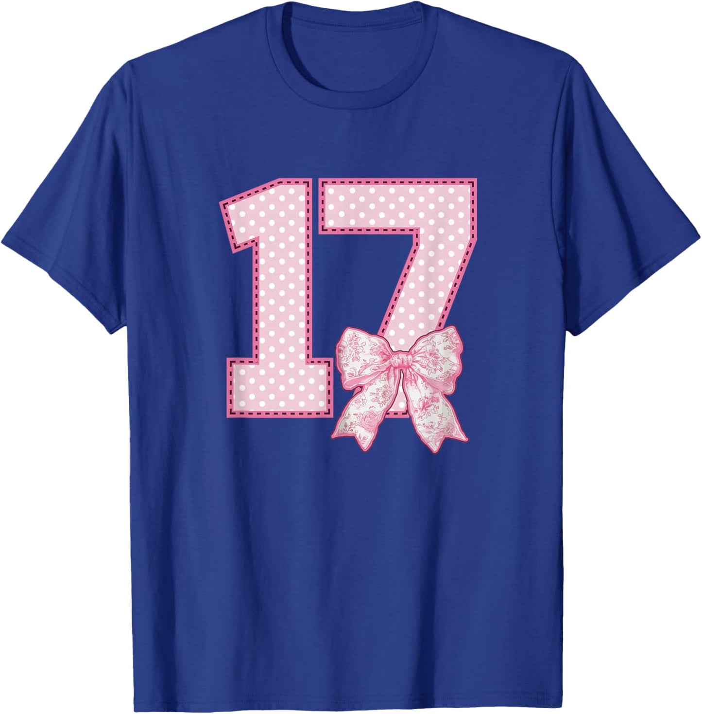 17th Birthday Shirt Girls Coquette Bow 17 Year Old Birthday T-Shirt - T-Shirt | Royal