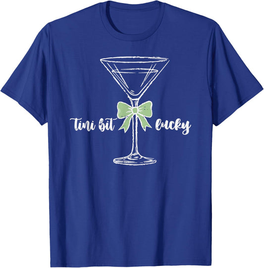 St Patricks Day Glass Tini Bit Lucky Saint Paddys Women Men T-Shirt - T-Shirt | Royal