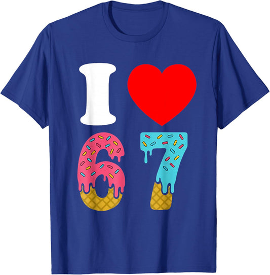 Number 67 I Love Six Seven Classic 6 7 67 Meme Couple T-Shirt - T-Shirt | Royal