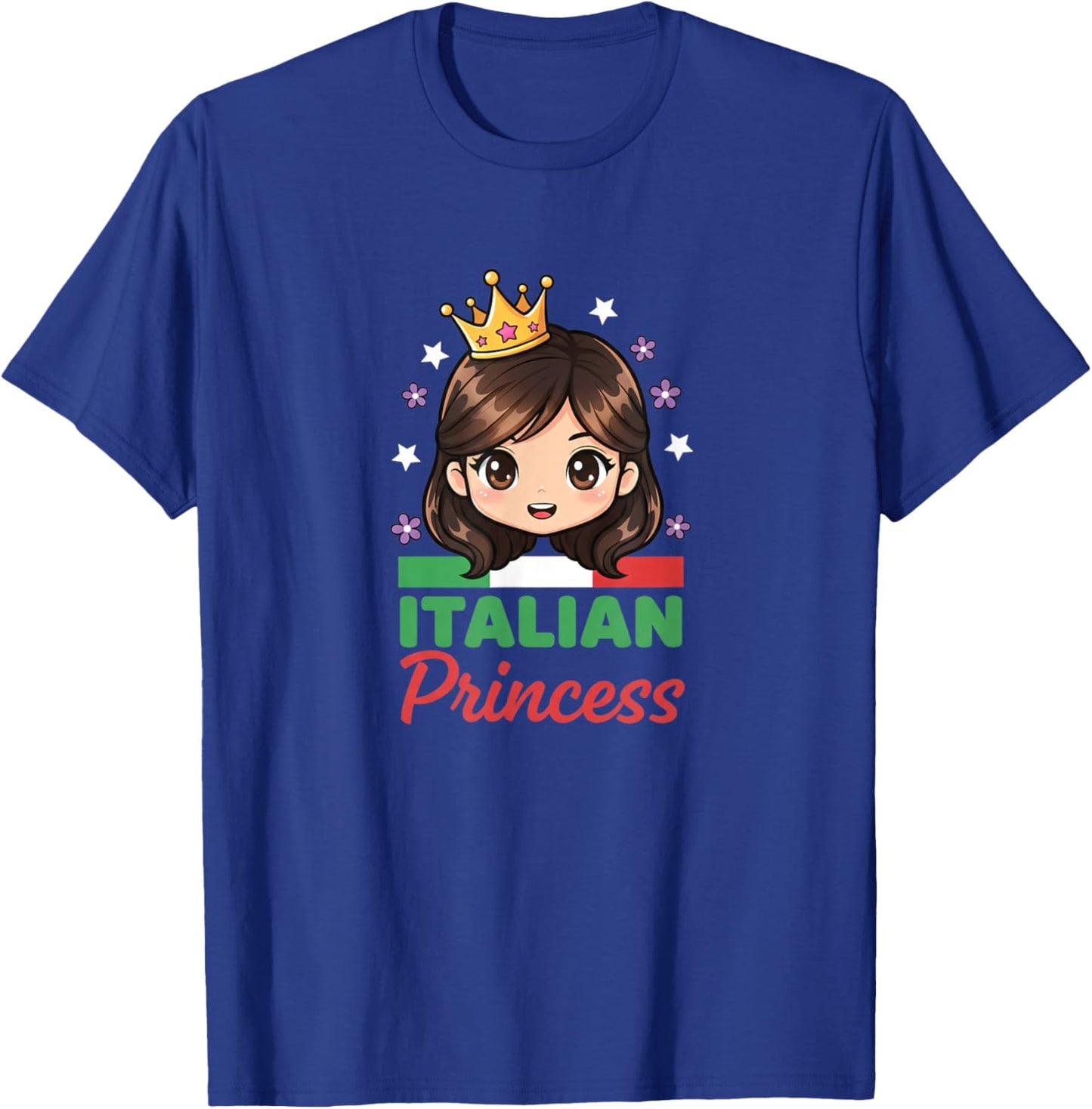 Italian Princess Cute Girl Crown Kids Italy Flag Graphic T-Shirt - T-Shirt | Royal