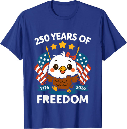 250 Years of Freedom 1776 2026 Bald Eagle 250th Birthday T-Shirt - T-Shirt | Royal