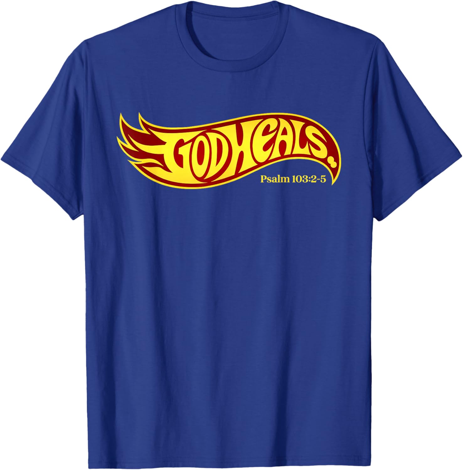 God Heals Faith Message Vintage Swoosh Psalm 103 2 5 Retro T-Shirt - T-Shirt | Royal