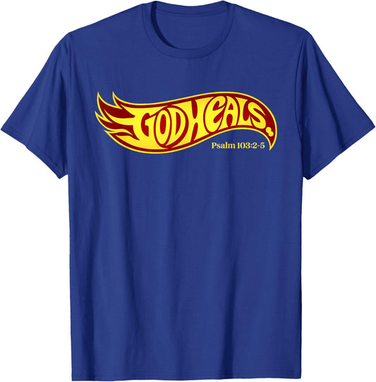 God Heals Faith Message Vintage Swoosh Psalm 103 2 5 Retro T-Shirt - T-Shirt | Royal