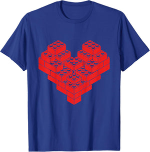 Kids Building Blocks Bricks Valentine Day Heart Boys Kid Toddler T-Shirt - T-Shirt | Royal