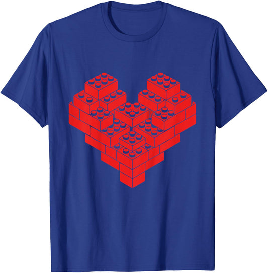 Kids Building Blocks Bricks Valentine Day Heart Boys Kid Toddler T-Shirt - T-Shirt | Royal