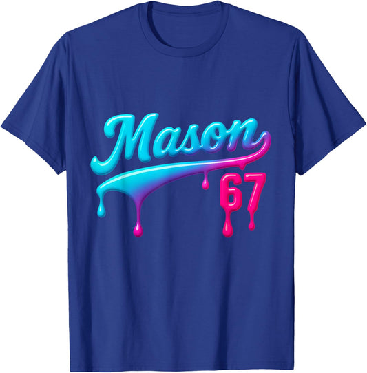 6 7 Mason Drip Baseball T-Shirt - T-Shirt | Royal