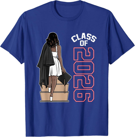 Senior Class of 2026 Black Melanin Girl 2026 Graduation T-Shirt - T-Shirt | Royal